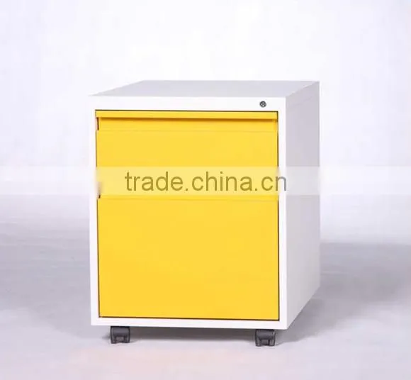Office Furniture Two Drawer Steel Filing Mobile Cabinet With Wheel photo-3