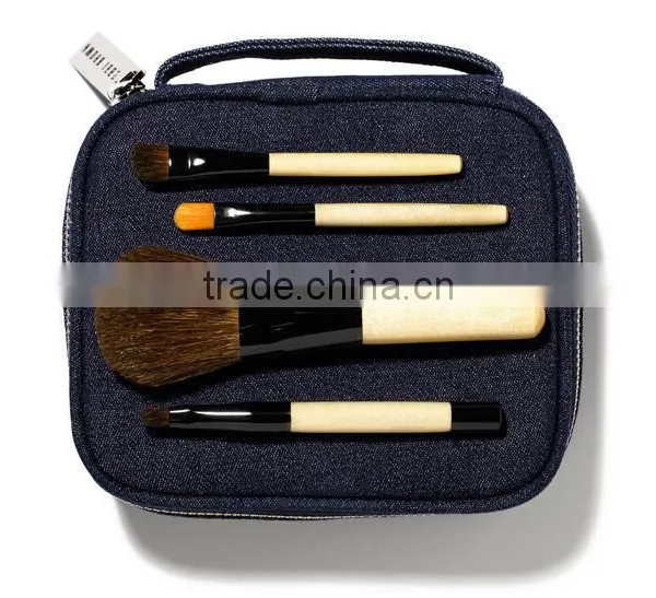 High Grade 4PCS Makeup Brush Set With Natural Wooden Handle