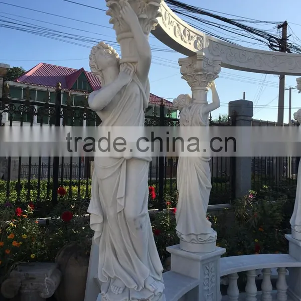 Hand Carved Outdoor Garden Yellow Marble Gazebo For The College photo-2