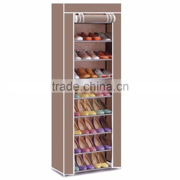 10 TIER CANVAS FABRIC SHOES RACK SHOE STORAGE CABINET RAIL ORGANISER ZIPPER STAND photo-3