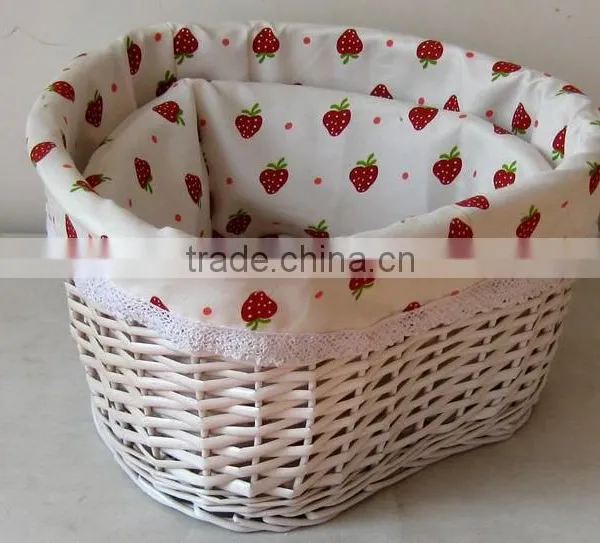 Empty White Wicker Gift Storage Basket Wicker Basket for Home Kitchen Storage photo-3