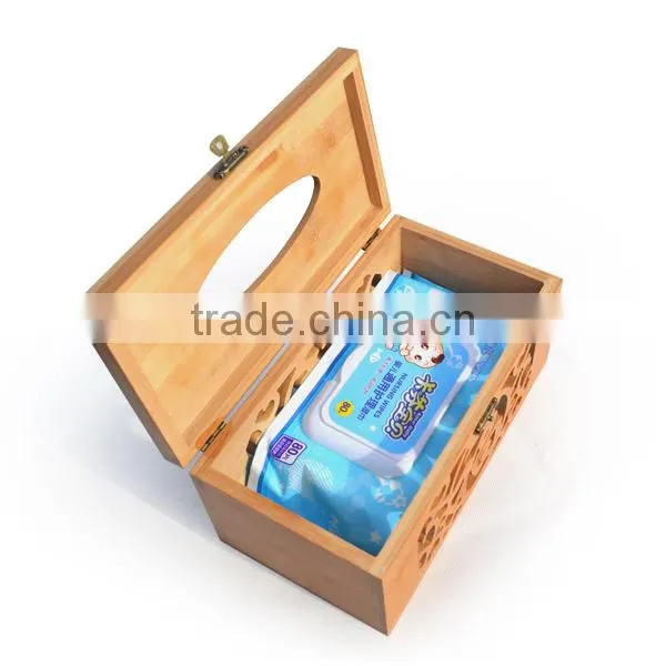 Imported High-Grade Pine Hollow Carved Flowers Napkin Box, Wooden Copper Buckle Chinese Style Tissue Box photo-5