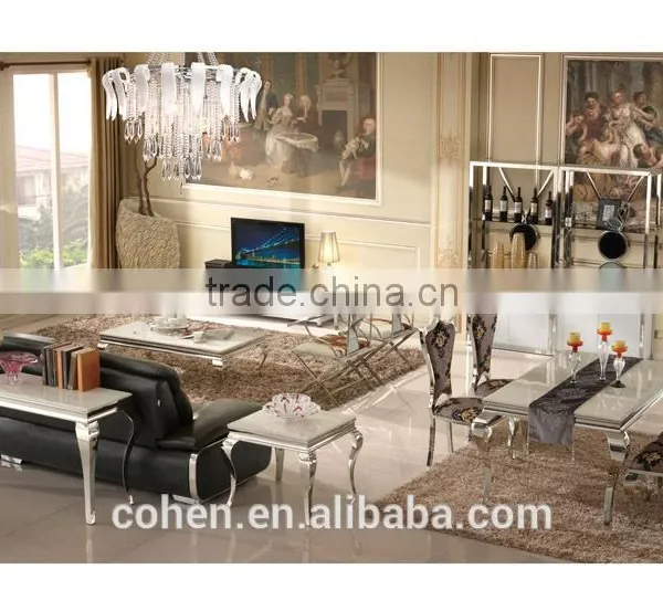 European Simple Style Stainless Steel Legs Marble Top Living Room tv Stand Unit Furniture photo-3