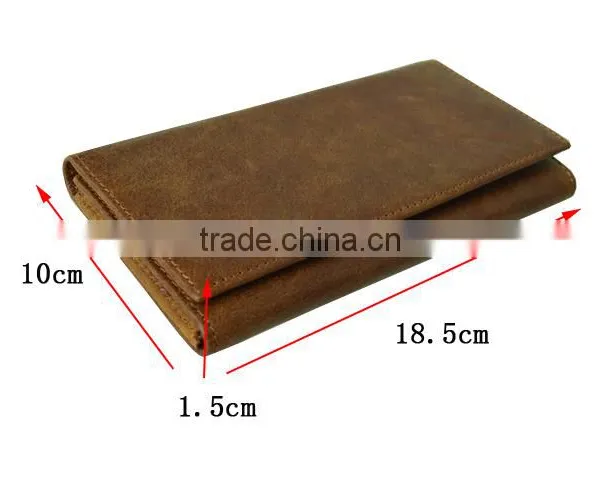 Promotion Gifts Crazy Horse Leather Long Credit Card Wallet Men With Coin Pocket photo-2