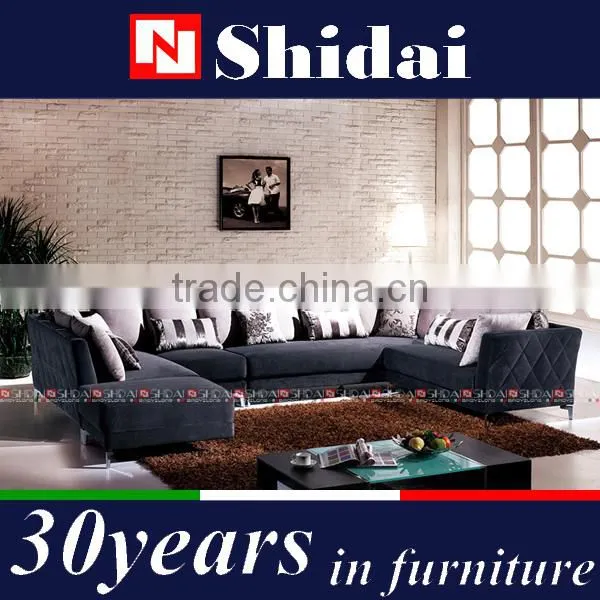 Latest Design Sofa Set, Beige Linen Arabic Furniture Fabric Corner Living Room Sofa photo-5