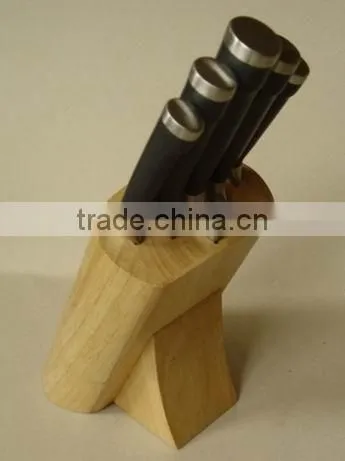 Regular 5- Slots Rubber Wood Knife Block, Stand, Holder photo-3