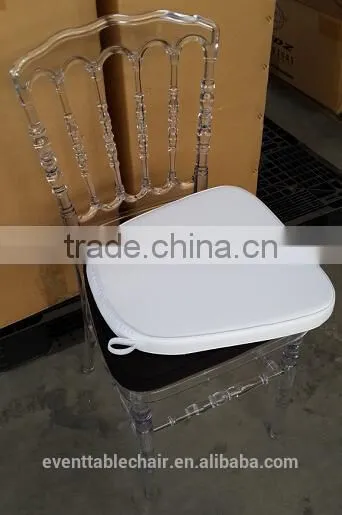 Wholesale Resin Plastic Crystal Transparent Clear Napoleon Chair With Soft Cushion photo-6