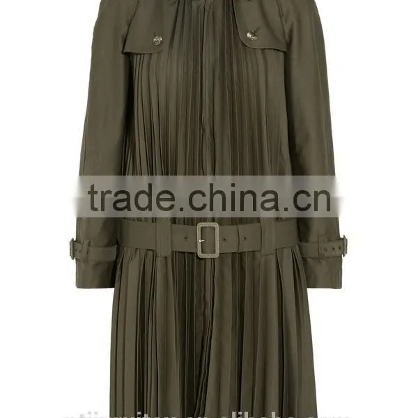 Women Pleated Overcoat/overwear,women Slim Skirted Dress, photo-2