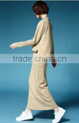 2016 New Latest Spring Autumn Women 2 Pieces Suits Loose Sweater Pullover Plus Skirt photo-2