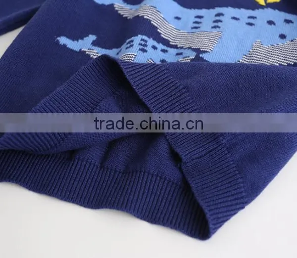Hot Knitted Patchwork Whale Pattern Round Collar Children Sweater of High Quality photo-4