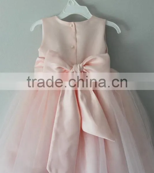2017 Latest Design Wholesale Baby Clothes One Piece Summer Stain Cheap Children's Boutique Fashion Pink Baby Girl Wedding Dress photo-4