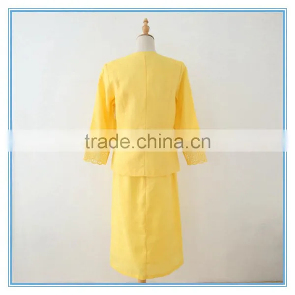 Casual Ramie Cotton Simple 3 Pcs Ladies' Church Suits photo-4