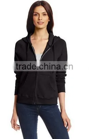 New Design Women's Ribbed-knit Cuffs and Hem Fleece Sweatshirts Zipper With Hood photo-4