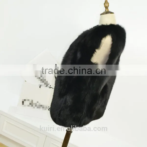 2017 New Fluffy High Quality Real Fox Fur Vest Women in Blue and Red PC-256 photo-4