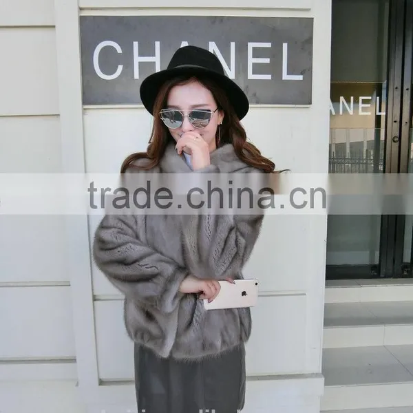 2016 New Genuine Mink Fur Coat With Hood Real Whole Skin Mink Fur Long Jacket Warm Winter Mink Fur Garments Plus Size photo-3