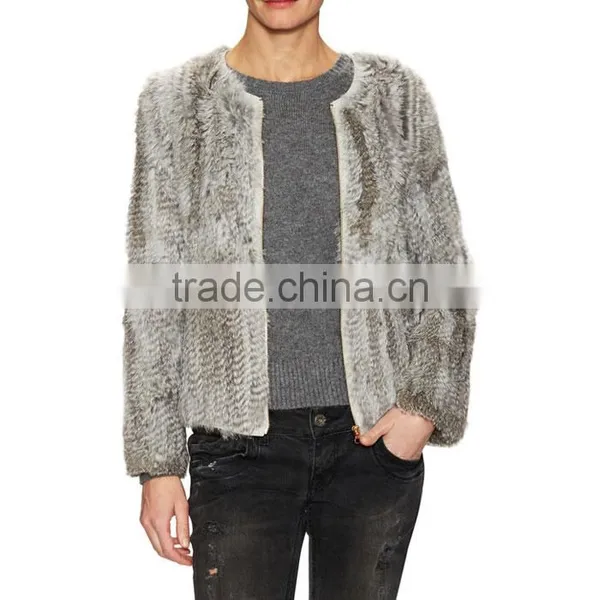 Myfur Women New Winter Fashion Knitted Rabbit Fur Coat Girls photo-2