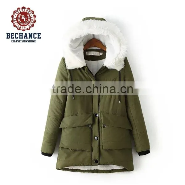 H1032 Hooded Warm Coat Ladies Winter Wearing Winter Coat Wholesaler photo-3
