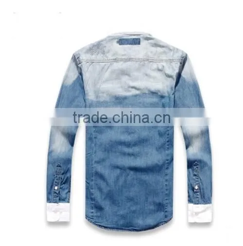 2016 New Arrival England Style Splicing Men Denim Casual Shirt photo-2