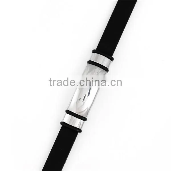 Custom Silver Tone Blank 304 Stainless Steel All Blacks Silicone Wholesale Wristbands photo-2