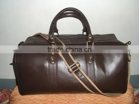 High Quality Genuine Cow Napa Dark Brown Leather Travel Bag 2016