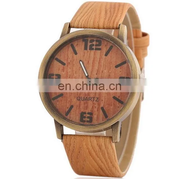 Unisex Student Teens Vintage Imitation Wood Strap Watch photo-4