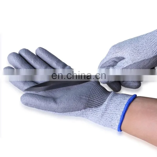 en 388 Level 5 PU Cotton Cut Resistant Work Industrial Safety Gloves photo-2