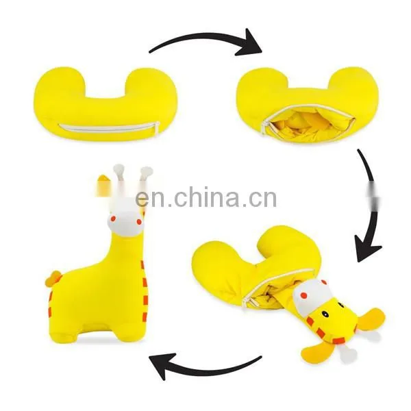 Convertible 2 in 1 Memory Foam Neck Pillow Custom Kids Stuffed Animal Soft Plush Dragon Dinosaur u Shape Travel Pillow photo-6