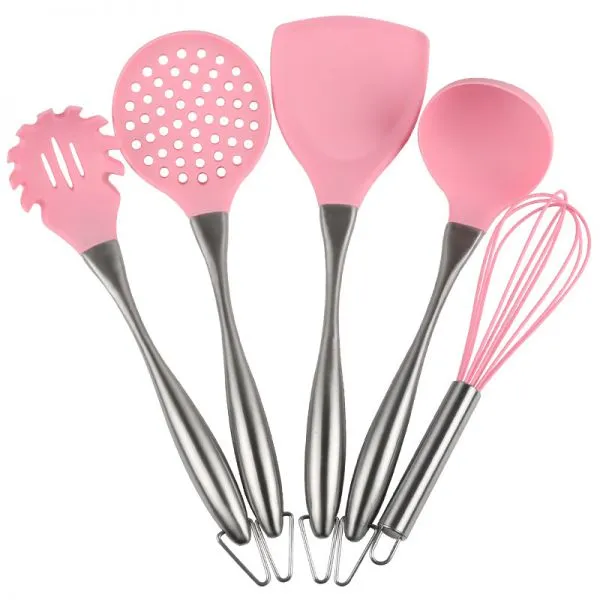 Free Sample Food Grade Nontoxic Silicone Kitchen Utensil Cooking Tool  Set of 5pieces