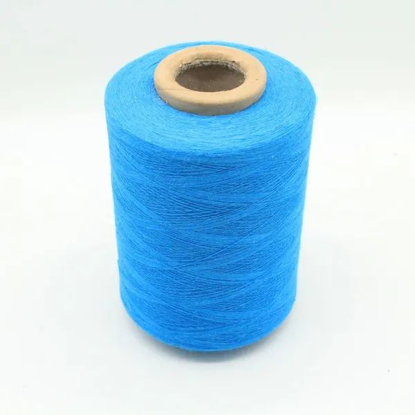 Supply Blue Color 50% Cotton 50% Polyester Ne24s/1 Colored Yarn Recycled Cotton Open-end Spinning Yarn for Denimrn photo-2