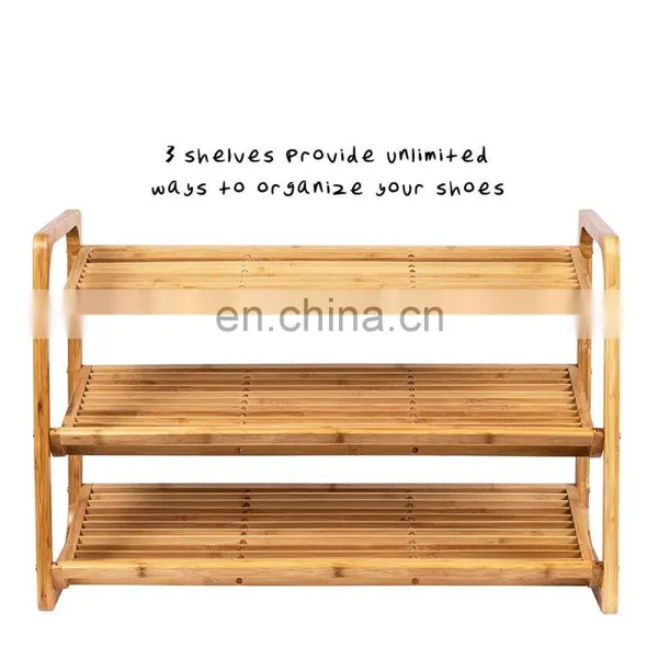 3 Tier Bamboo Bench Shoe Rack Storage Home Organizer Shelf Shoes photo-2