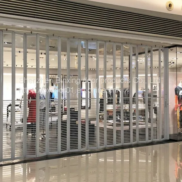 Hollowed Out Guard Against Theft Outdoor Curved Industrial Aluminium Alloy Sliding Folding Door
