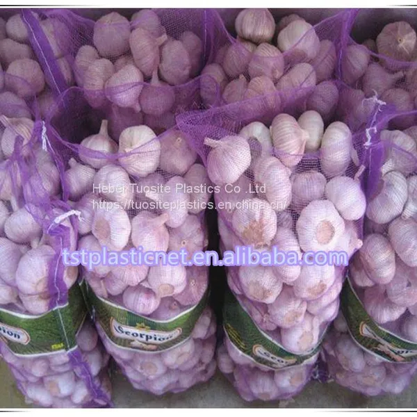 35x75cm Mono Mesh Bag With Logo Fruit Mesh Bag PE Mono Pink Garlic Sack
