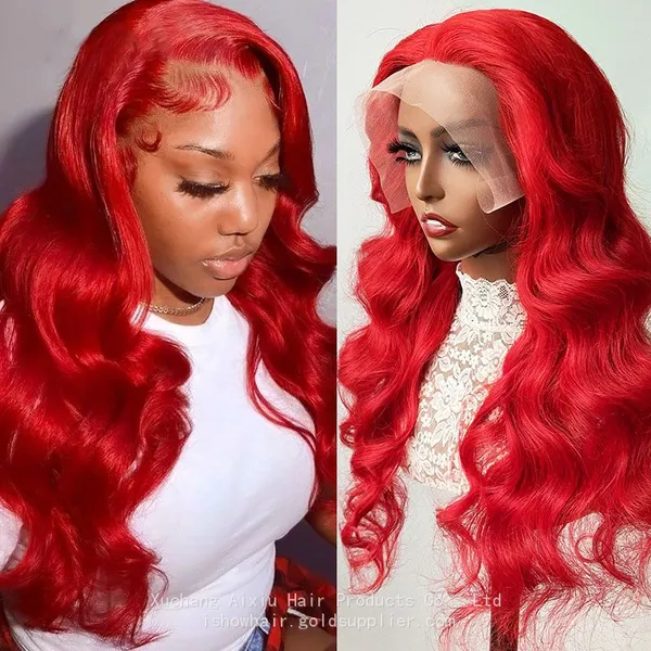 Red#body Wave Lace Front Wig Human Hair Wigs 13X4 Ginger Lace Front Wig