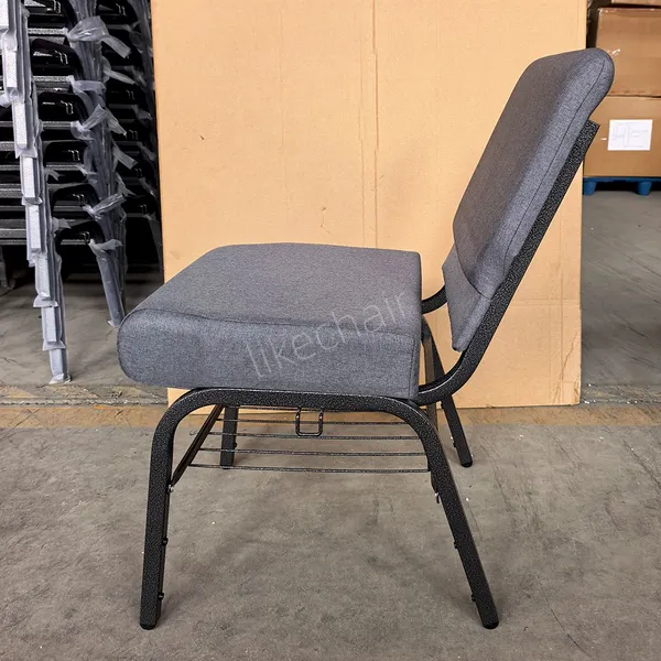 Heavy Duty High Quality Steel Frame Comfortable Padded Commercial Gray Modern Church Chair photo-5