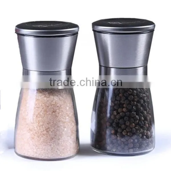 Gourmet Salt and Pepper Mill Set Stainless Steel and Glass Adjustable Manual Grinder photo-2