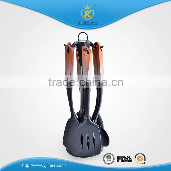 KITCHEN KING Turner/slotted Spoon/spoon/soup Ladle/pasta Spoon/skimmer Nylon Cooking Tools Set With Stand