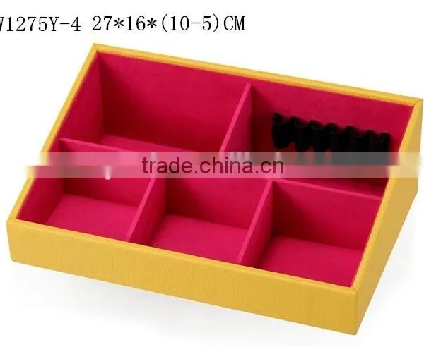 W1275Y-2 Wholesale 10'' Stackable Jewelry Display Tray Wooden Jewelry Case Leather Jewelry Tray photo-3