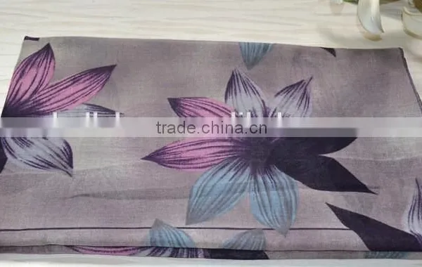 High Quality Large Elegant Flower Printing Encrypt Polyester Voile Scarf for Women photo-5