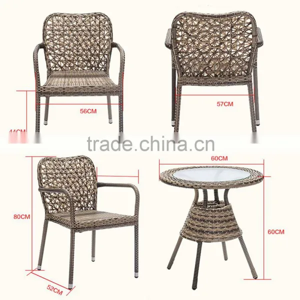 Hot Sale Outdoor French Cafe Chairs Pe Wicker Synthetic Garden Furniture Rattan Set photo-6