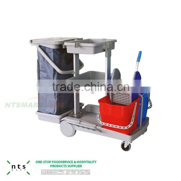 Multifunctional Resthotel Restaurant Office Janitor Cart, Cleaning Trolley,cleaning Service Cart Quality Choice photo-3