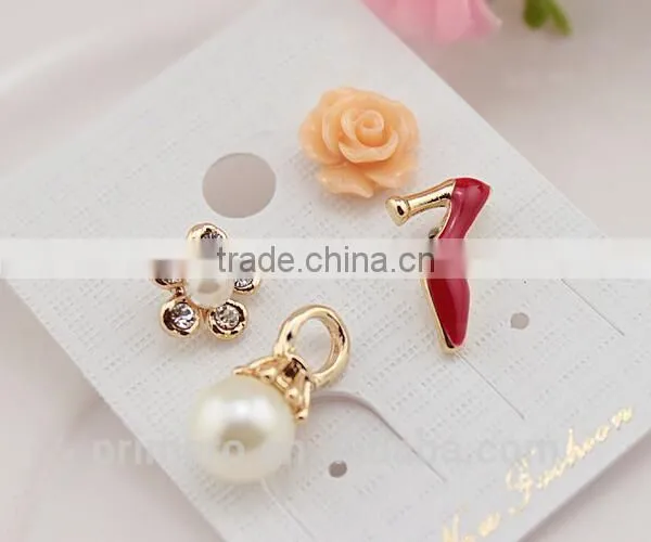 New Sexy Flowers Heels Shoe Asymmetric Earrings Women 18K Gold Plated photo-3