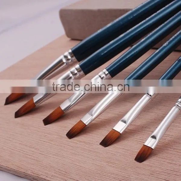 6pcs Wood Handle Nylon Hair Artist Brush For Watercolor Painting photo-3