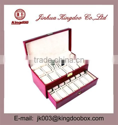 Jinhua Supplier Large Wooden MDF PU Leather Watch Box With Drawer photo-2