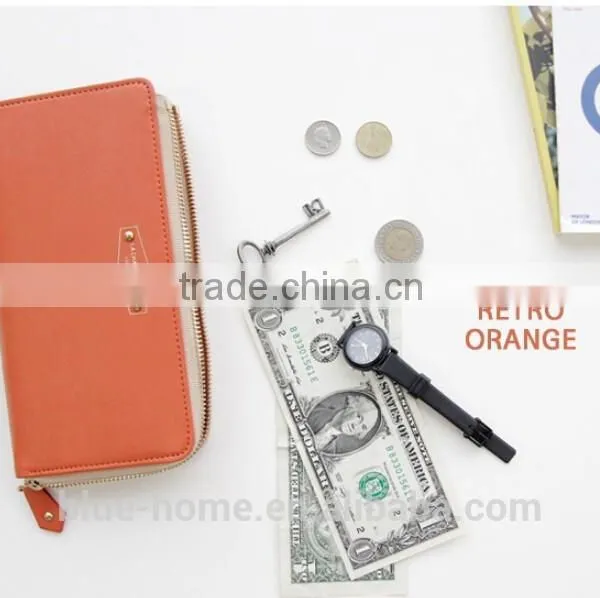Single Zipper Around Faux Leather Checkbook Wallet Unisex Long Card Holder High Quality for Waiter photo-5