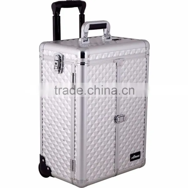 Aluminum Rolling Makeup Cosmetic Case With 2 Drawers photo-3