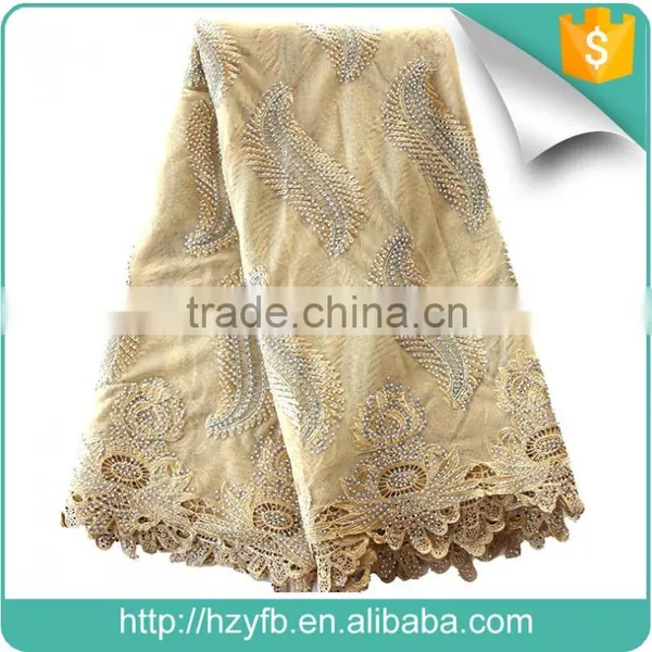 New Arrival French Lace Fabric 2016 for Wedding / Mesh Lace Fabric With Stones / African French Lace for Evening Dress photo-6