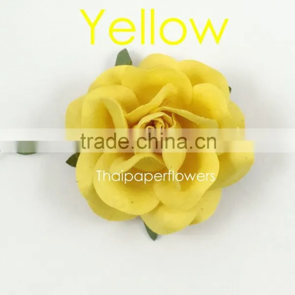 Yellow, Handmade Mulberry Paper Flower, Wedding Party, Scrap-booking Crafts