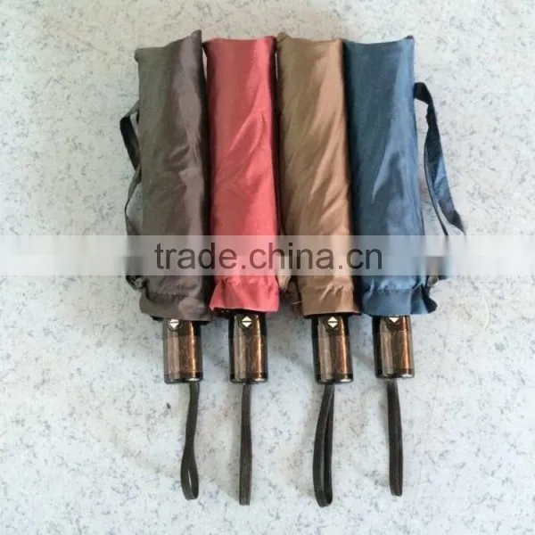 3 Fold Auto Open and Close Umbrella Pongee Solid Fabric
