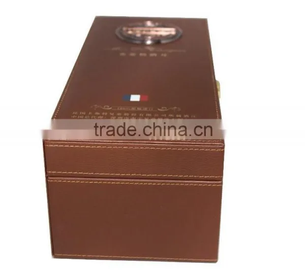 Antique Faux Leather Wine Box/Wooden Wine Carrier/PVC Wine Case photo-5