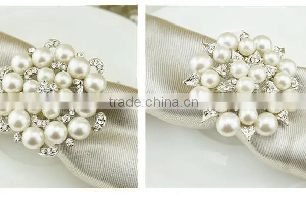 New Diamond Pearl Napkin Ring Serviette Holder Wedding Banquet Dinner Decor Favor photo-4